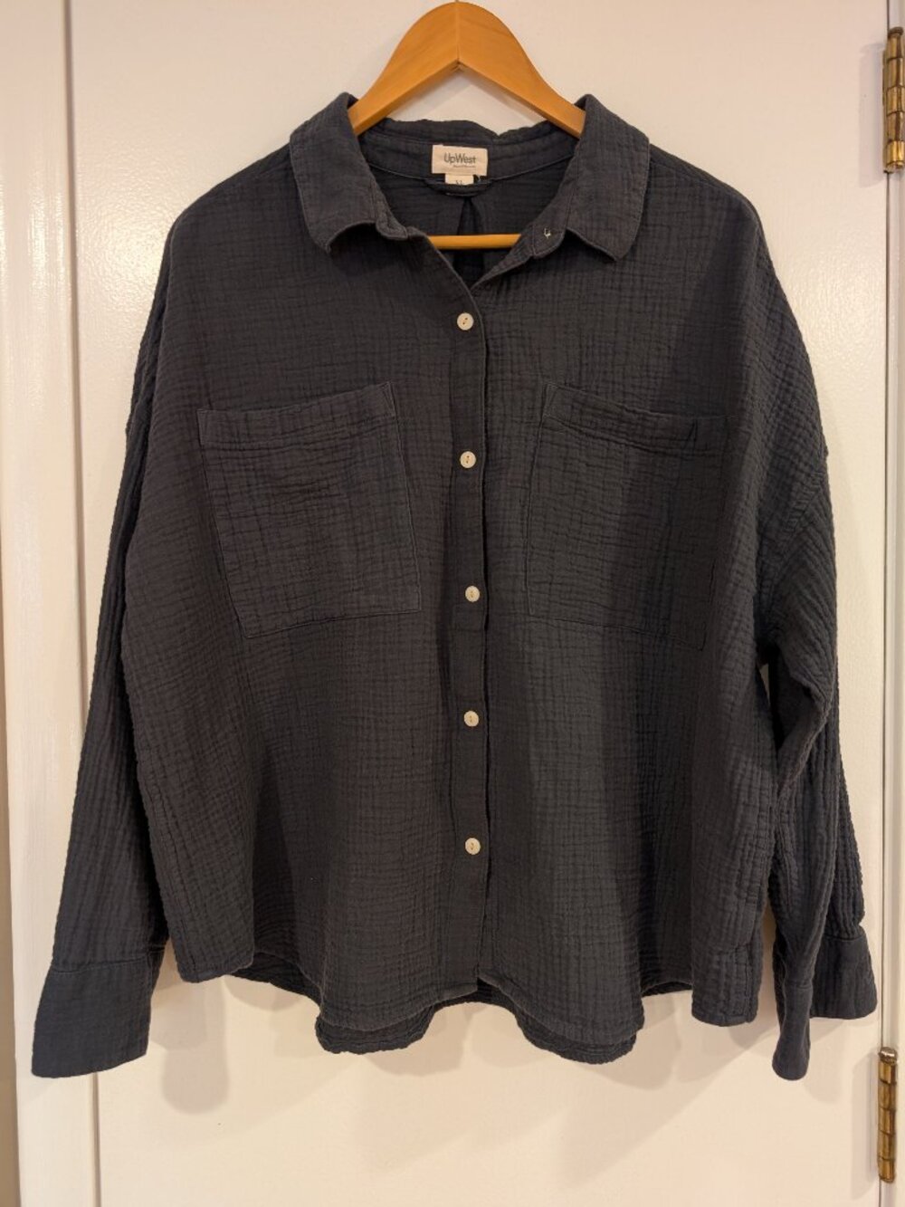 UpWest Double-gauze cotton button-up charcoal grey shirt - Size XL